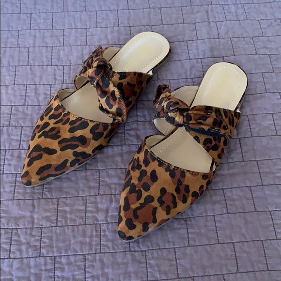 Chase + Chloe Shoes - Leopard “suede “ mules